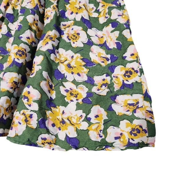 Modbe Skirt Medium Floral Mini Skater Green White Purple Short Linen Blend - Picture 2 of 11